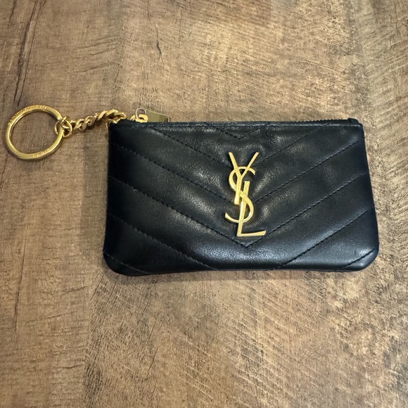 YSL Black Quilted Leather Key Pouch - Picture 1 of 9